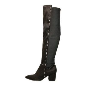 Beautiful Black suede OVER KNEE thigh high boots. With silver studs